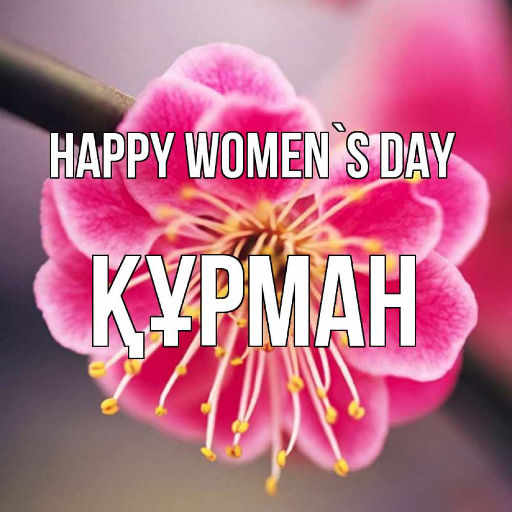 Greetings card с именем, ҚҰРМАН happy women`s day цветы Greetings with text for free download 